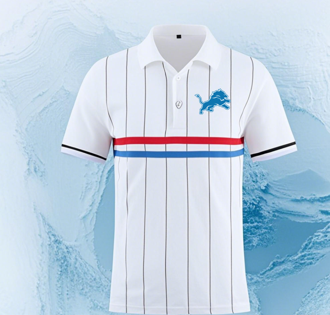 Detroit Lions white style #4 Men 2025 NFL polo T shirt